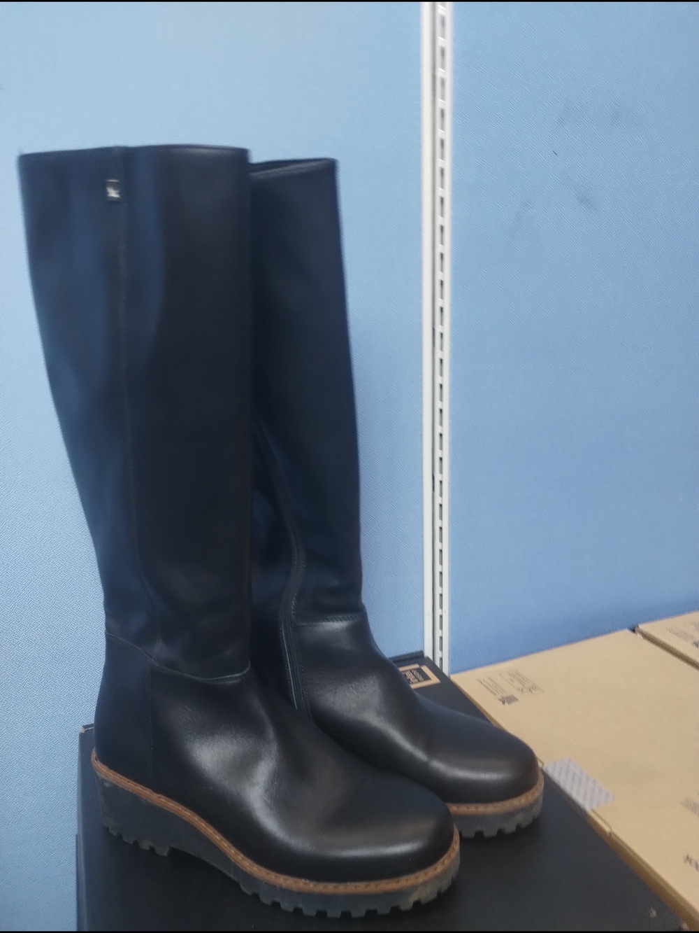 Eddie Bauer Black Leather Over-the-Knee Lug Sole Boots